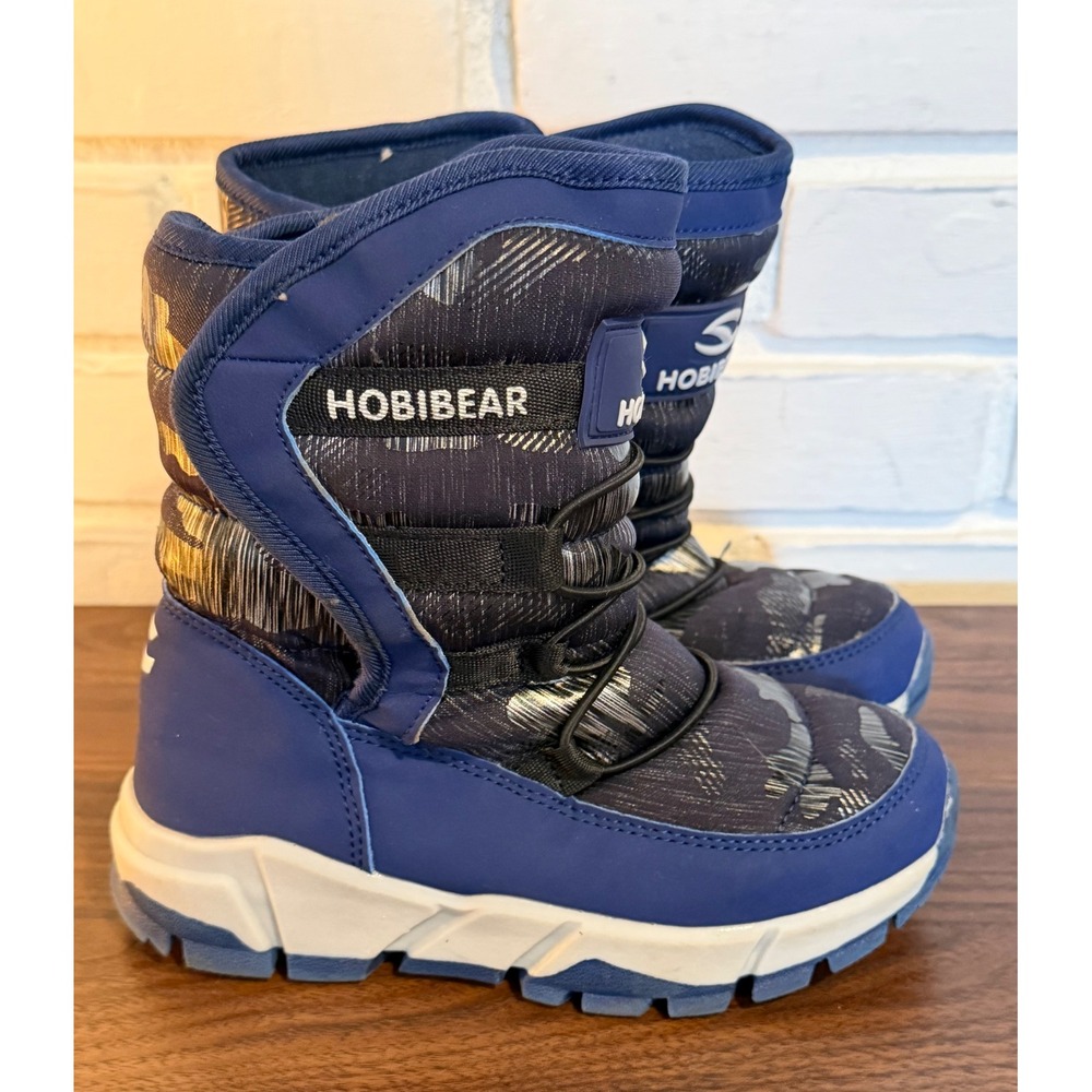 Hobibear Kids Blue Silver Faux Fur Lined Winter Snow Boot Sz. 32/1 US Little Kid
